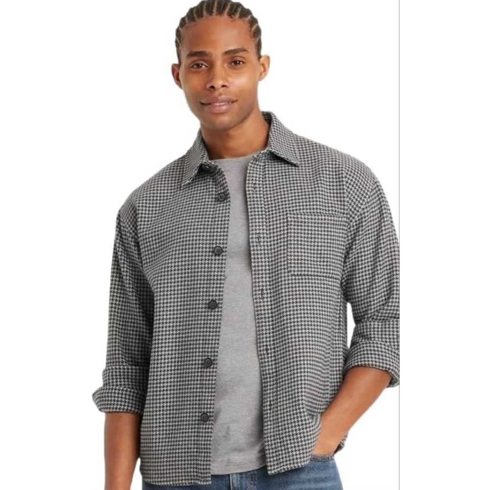 Goodfellow & Co Heavyweight Long Sleeve Flannel Shirt – Men’s Large (Houndstooth